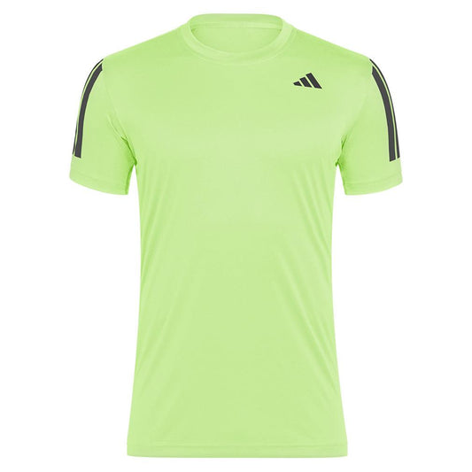 Men`s Club 3 Stripe Tennis Top Lucid Lemon MENS APPAREL ADIDAS Yellow XS