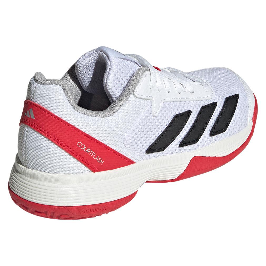 Junior`s Courtflash Tennis Shoes White and Core Black ADIDAS