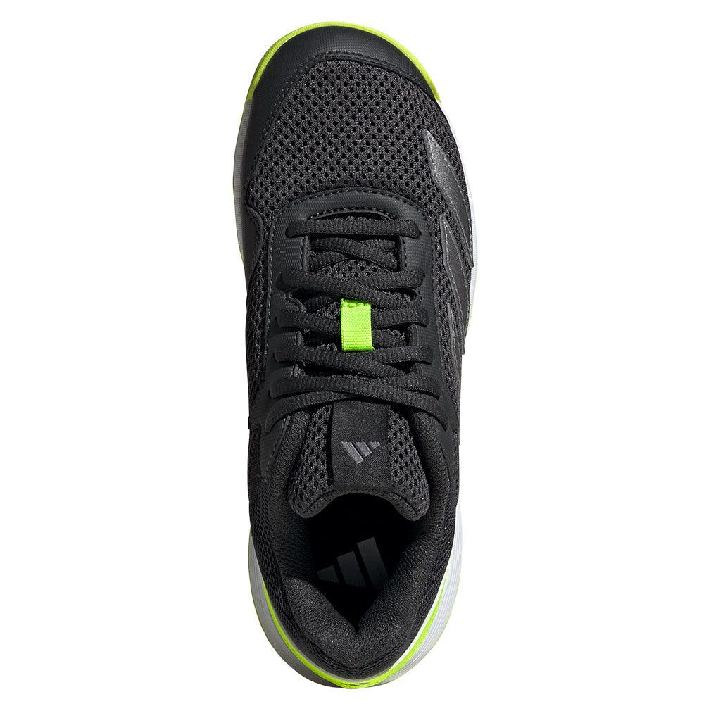 Junior`s Courtflash Tennis Shoes Carbon and Lucid Lemon ADIDAS