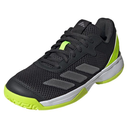Junior`s Courtflash Tennis Shoes Carbon and Lucid Lemon ADIDAS 1Y Black