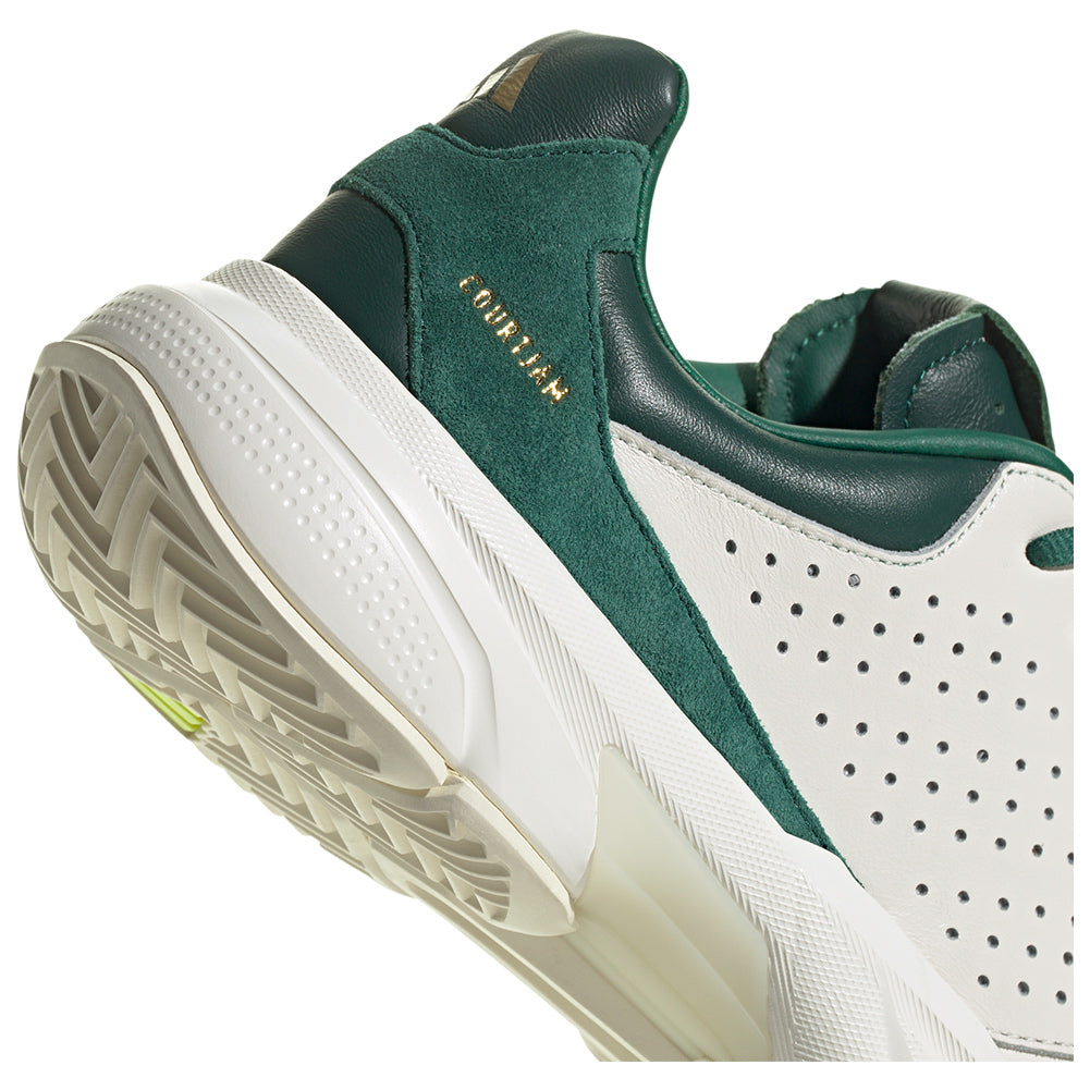Men`s CourtJam Control 3 Premium Tennis Shoes White and Collegiate Green ADIDAS