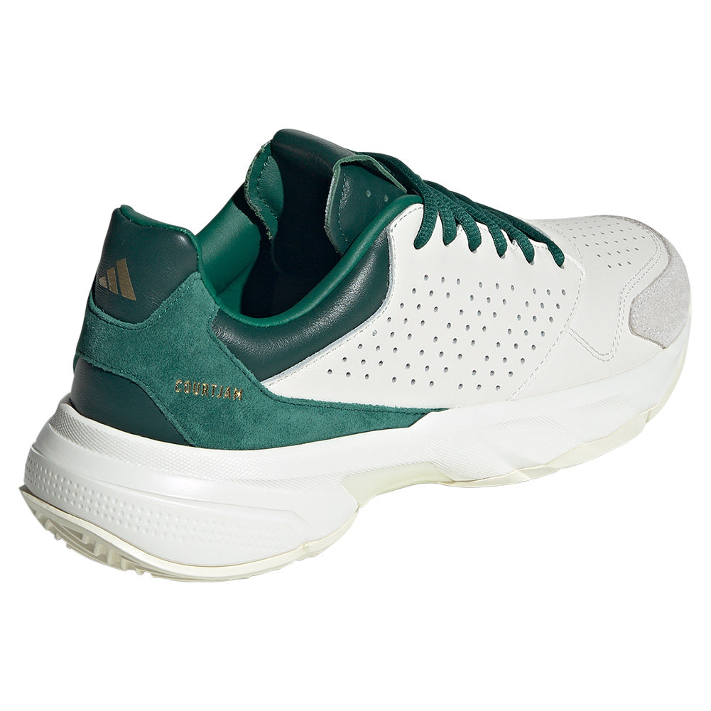 Men`s CourtJam Control 3 Premium Tennis Shoes White and Collegiate Green ADIDAS