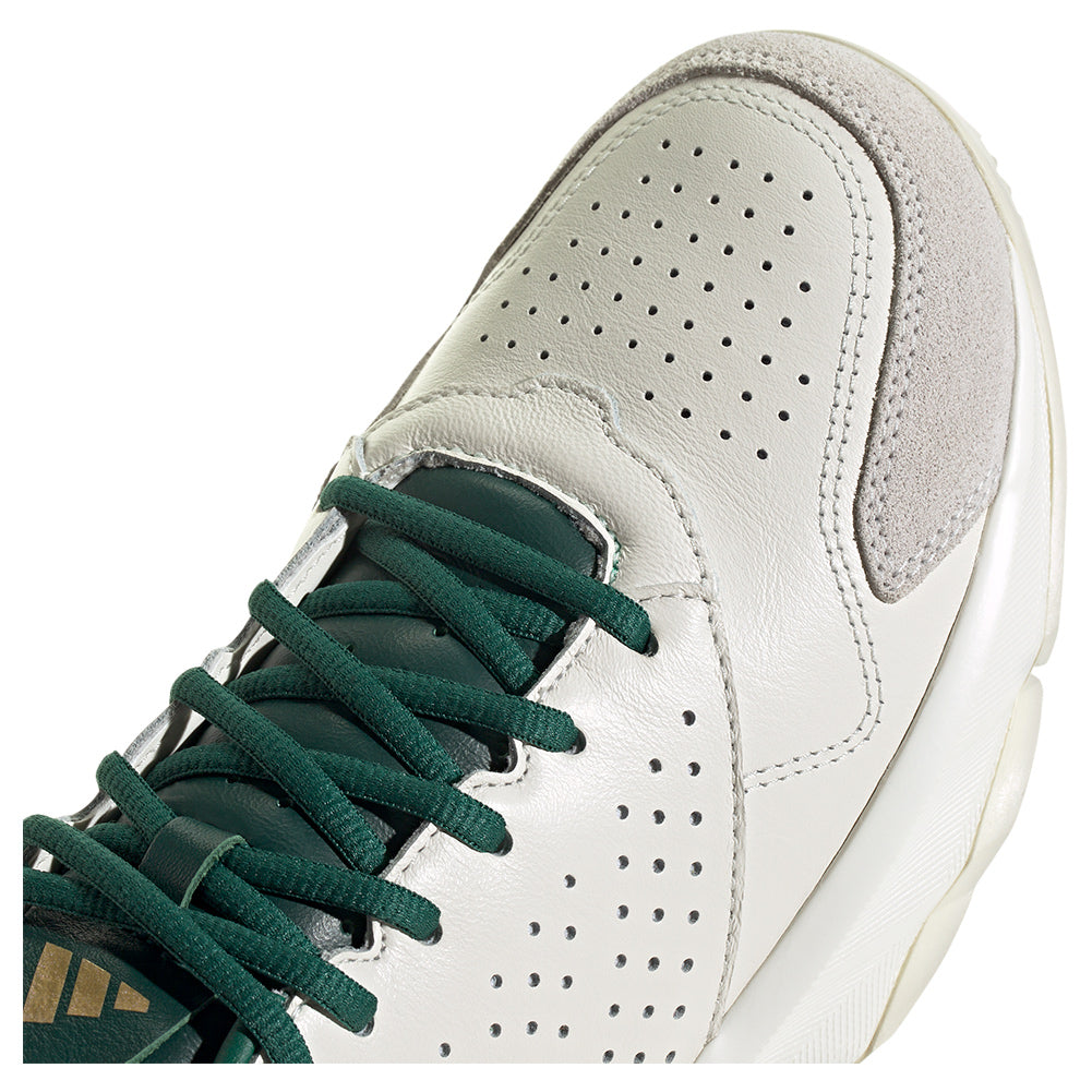 Men`s CourtJam Control 3 Premium Tennis Shoes White and Collegiate Green ADIDAS