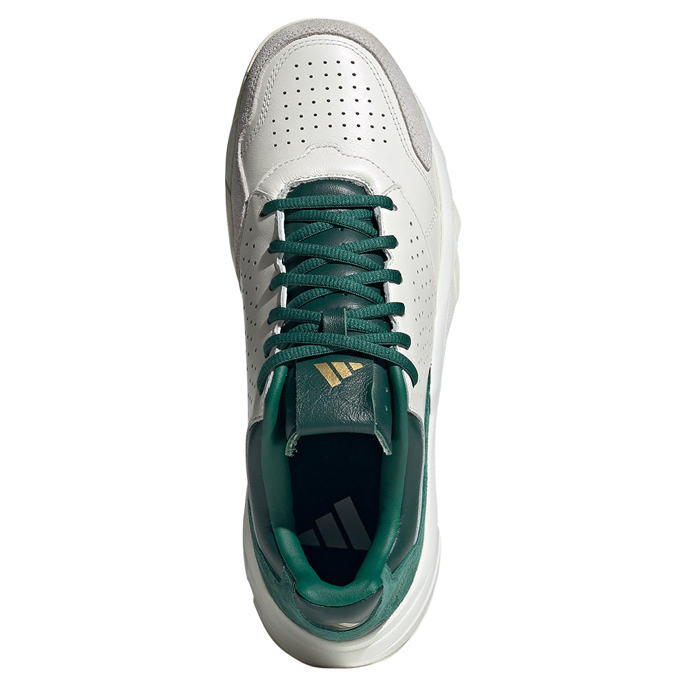 Men`s CourtJam Control 3 Premium Tennis Shoes White and Collegiate Green ADIDAS