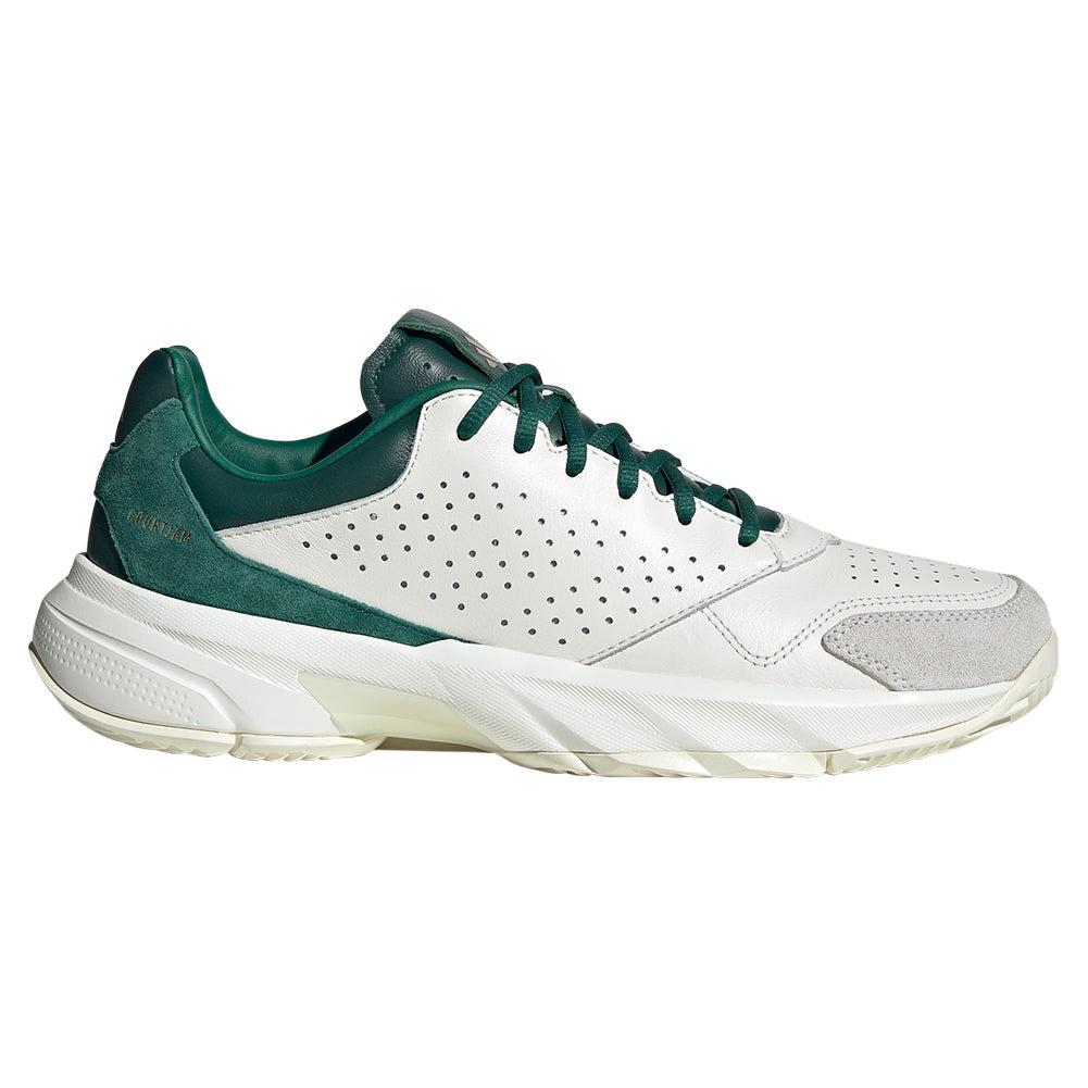 Men`s CourtJam Control 3 Premium Tennis Shoes White and Collegiate Green ADIDAS