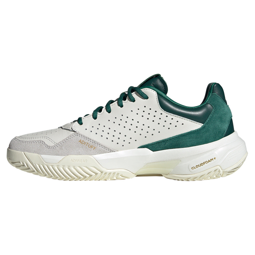 Men`s CourtJam Control 3 Premium Tennis Shoes White and Collegiate Green ADIDAS
