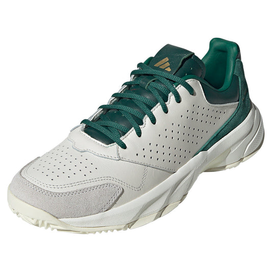Men`s CourtJam Control 3 Premium Tennis Shoes White and Collegiate Green ADIDAS 6.5 White