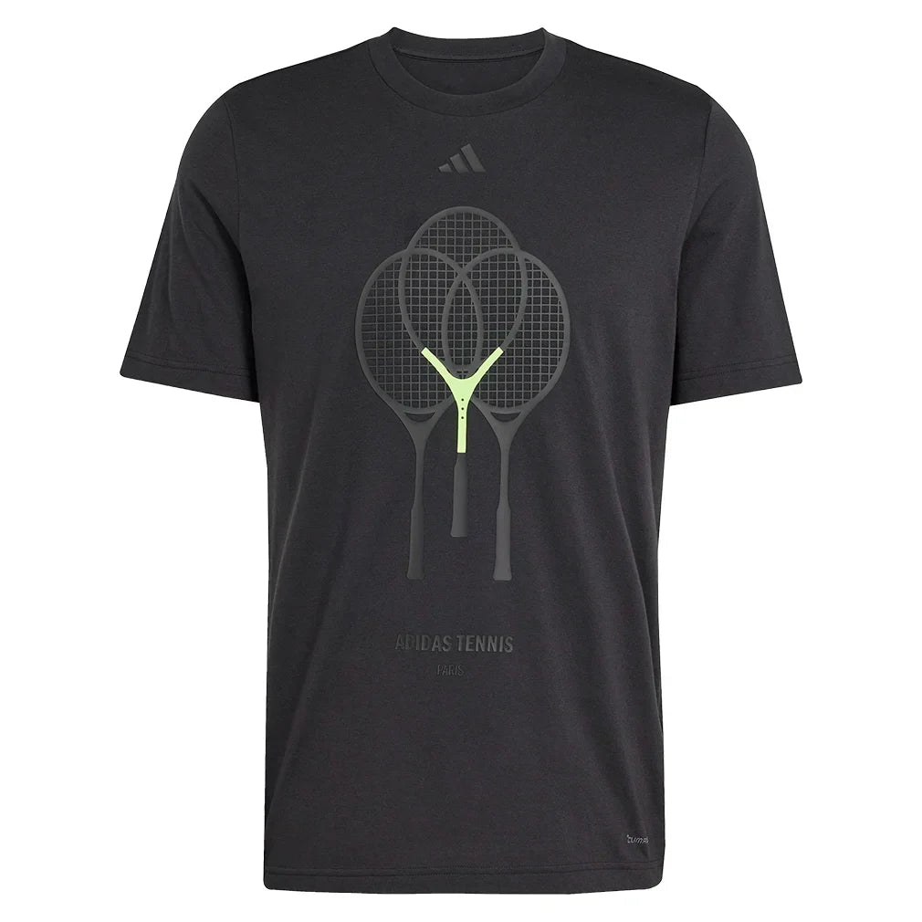 Men`s Racquet Graphic Tennis Tee Black MENS APPAREL ADIDAS Black S