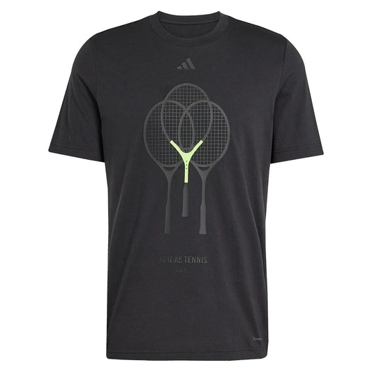 Men`s Racquet Graphic Tennis Tee Black MENS APPAREL ADIDAS Black S