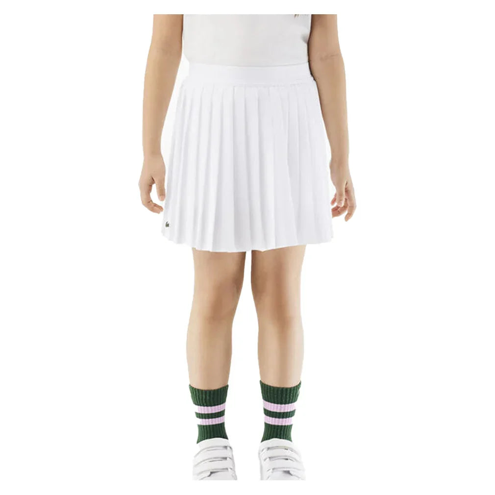 Girls' Pleated Poly Tennis Skort with Shorts Blanc LACOSTE 10A Blanc