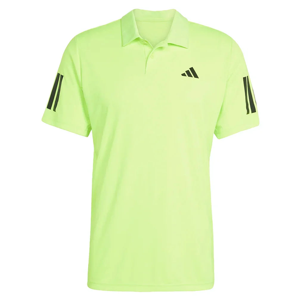 Men`s Club 3 Stripe Tennis Polo Lucid Lemon MENS APPAREL ADIDAS Yellow XS