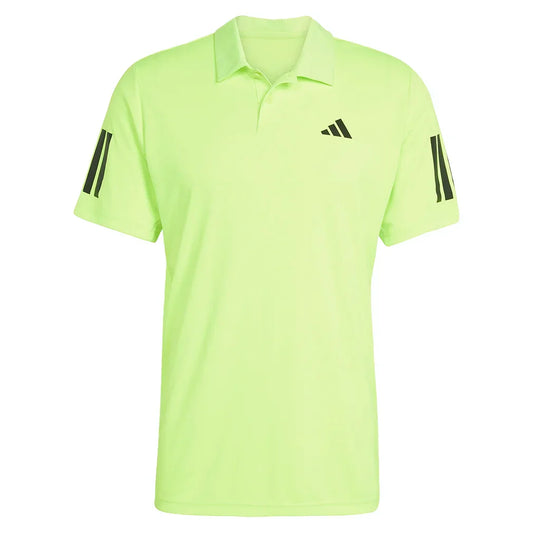 Men`s Club 3 Stripe Tennis Polo Lucid Lemon MENS APPAREL ADIDAS Yellow XS