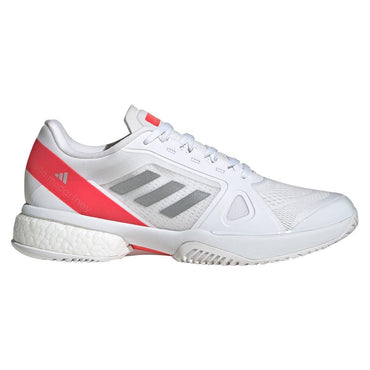 Women`s Stella Court Tennis Shoes White and Lucid Red ADIDAS