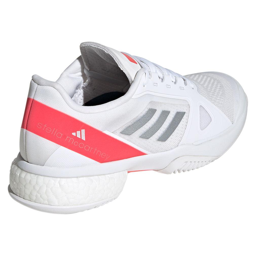 Women`s Stella Court Tennis Shoes White and Lucid Red ADIDAS