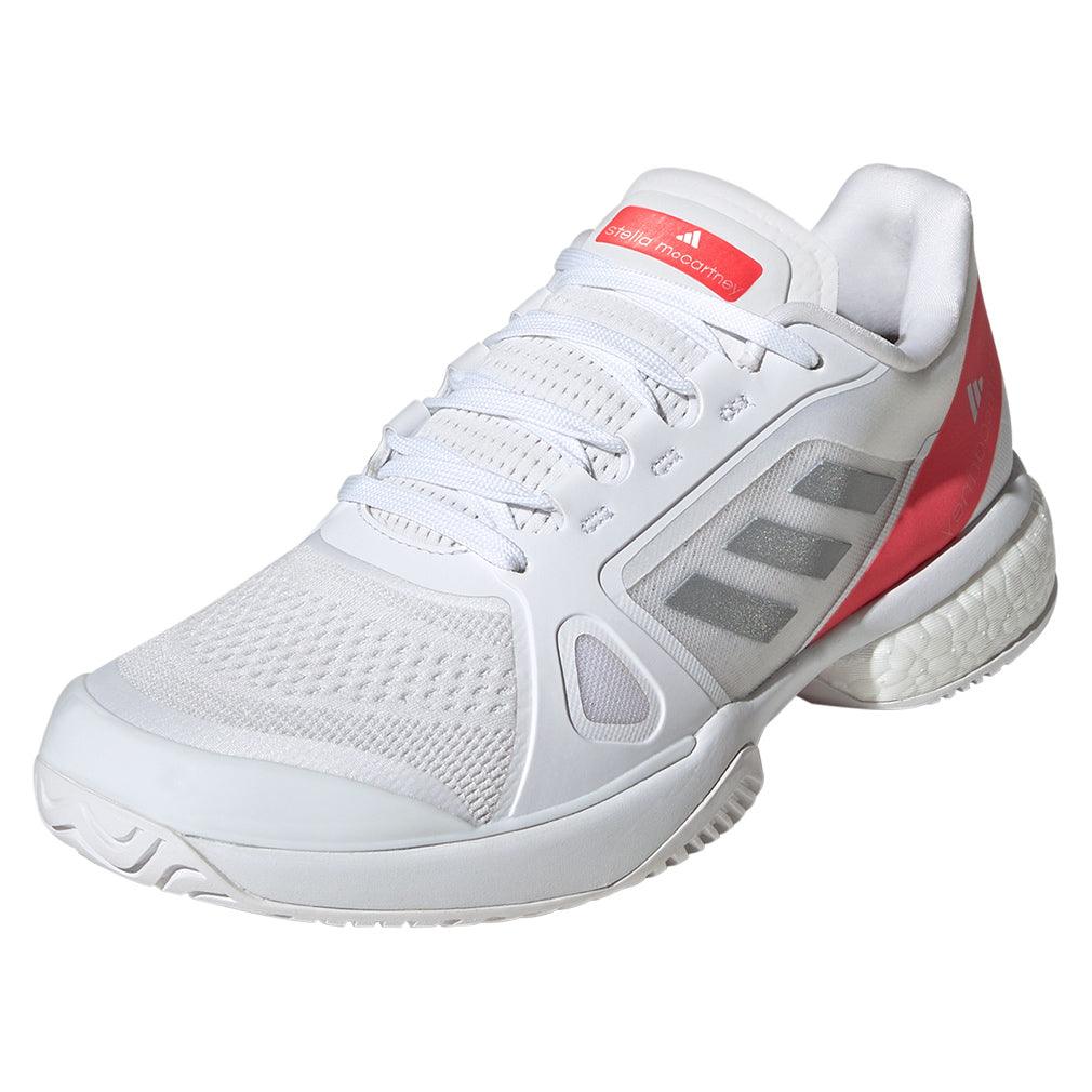 Women`s Stella Court Tennis Shoes White and Lucid Red ADIDAS 5 White