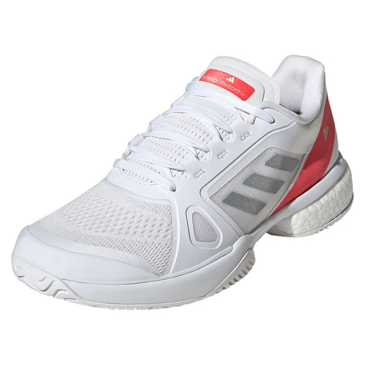 Women`s Stella Court Tennis Shoes White and Lucid Red ADIDAS 5 White