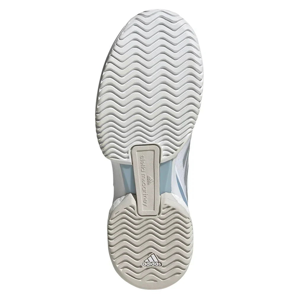 Women`s Stella Court Tennis Shoes White and Wonder Blue ADIDAS