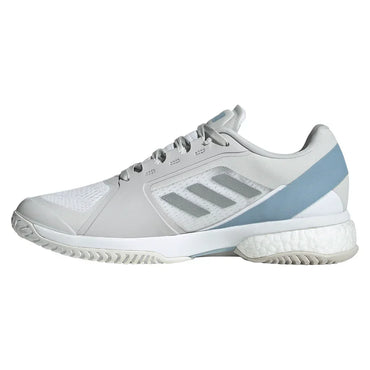 Women`s Stella Court Tennis Shoes White and Wonder Blue ADIDAS