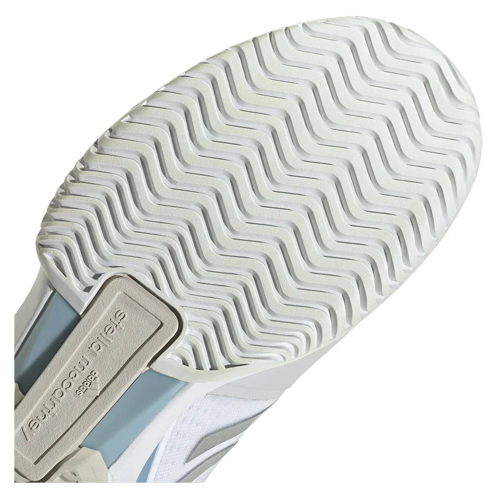 Women`s Stella Court Tennis Shoes White and Wonder Blue ADIDAS