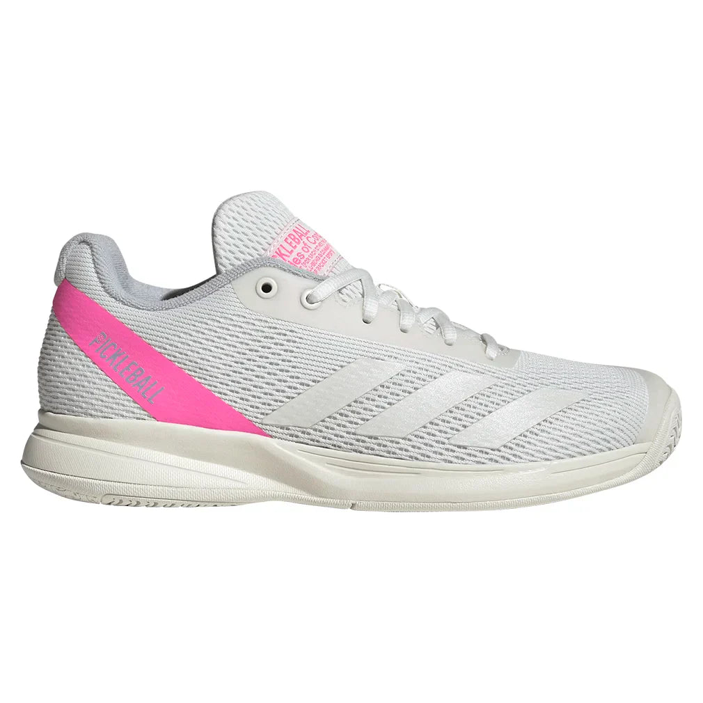 Women`s Courtflash Pickleball Shoes White and Lucid Pink ADIDAS