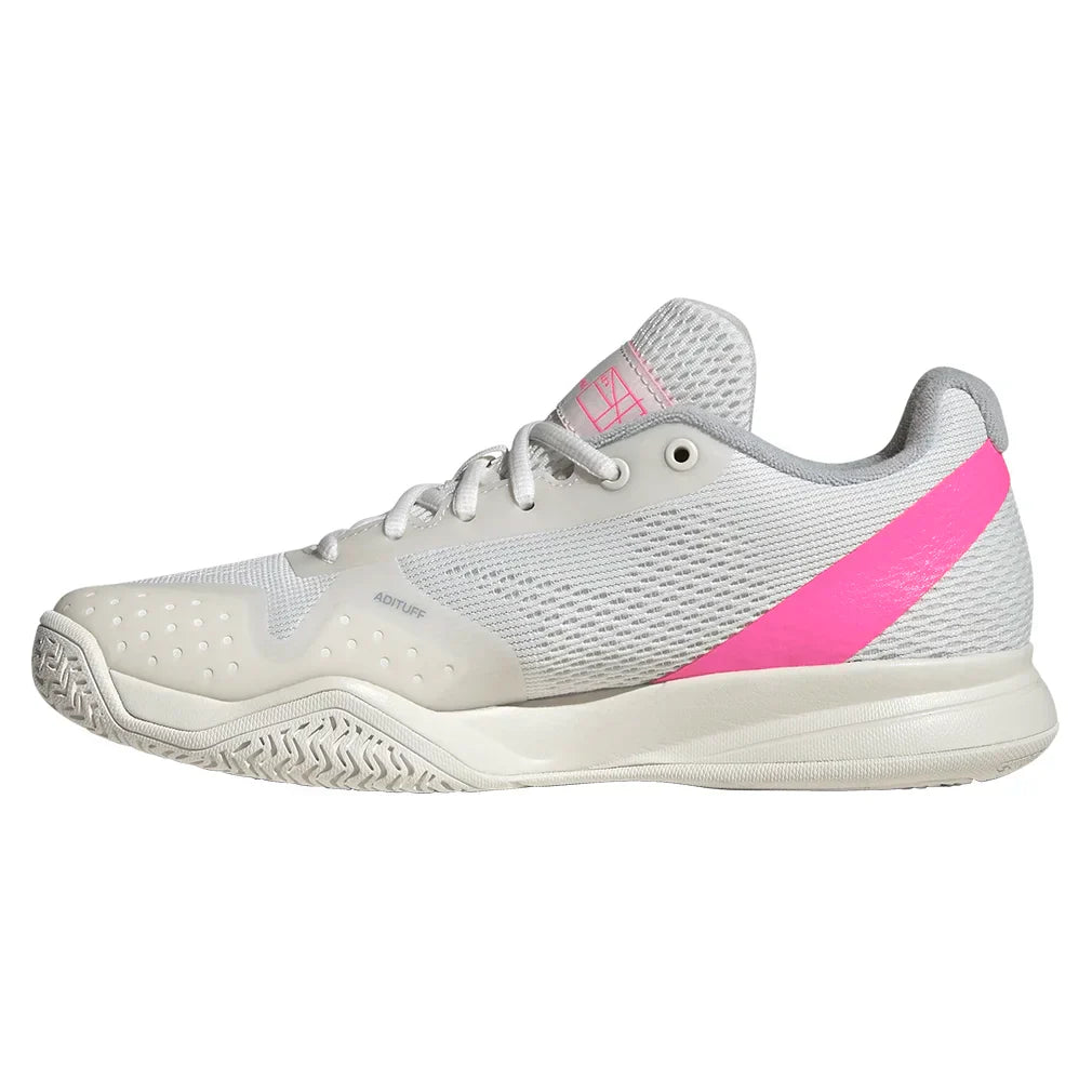 Women`s Courtflash Pickleball Shoes White and Lucid Pink ADIDAS