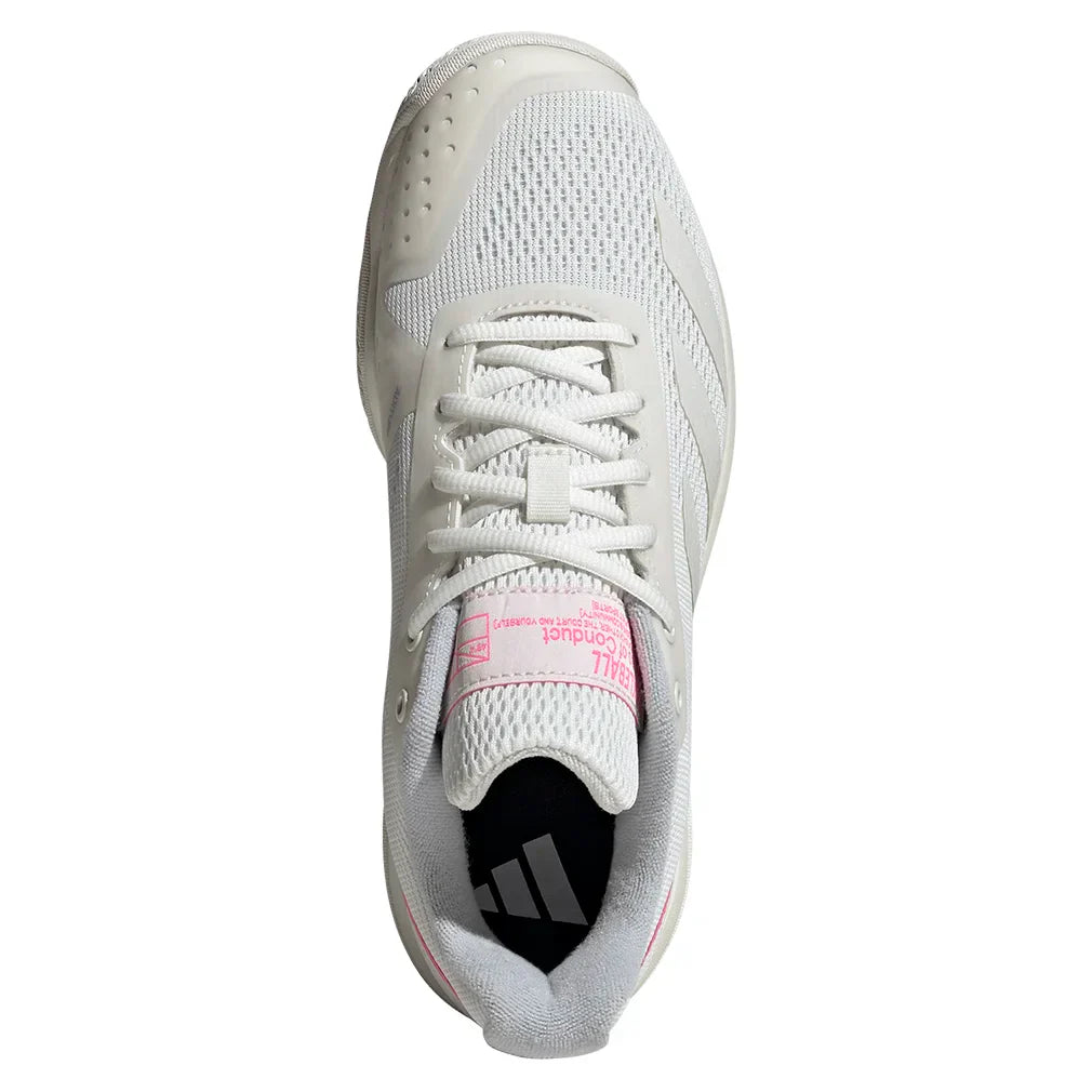Women`s Courtflash Pickleball Shoes White and Lucid Pink ADIDAS