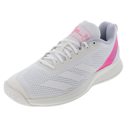 Women`s Courtflash Pickleball Shoes White and Lucid Pink ADIDAS 5 White