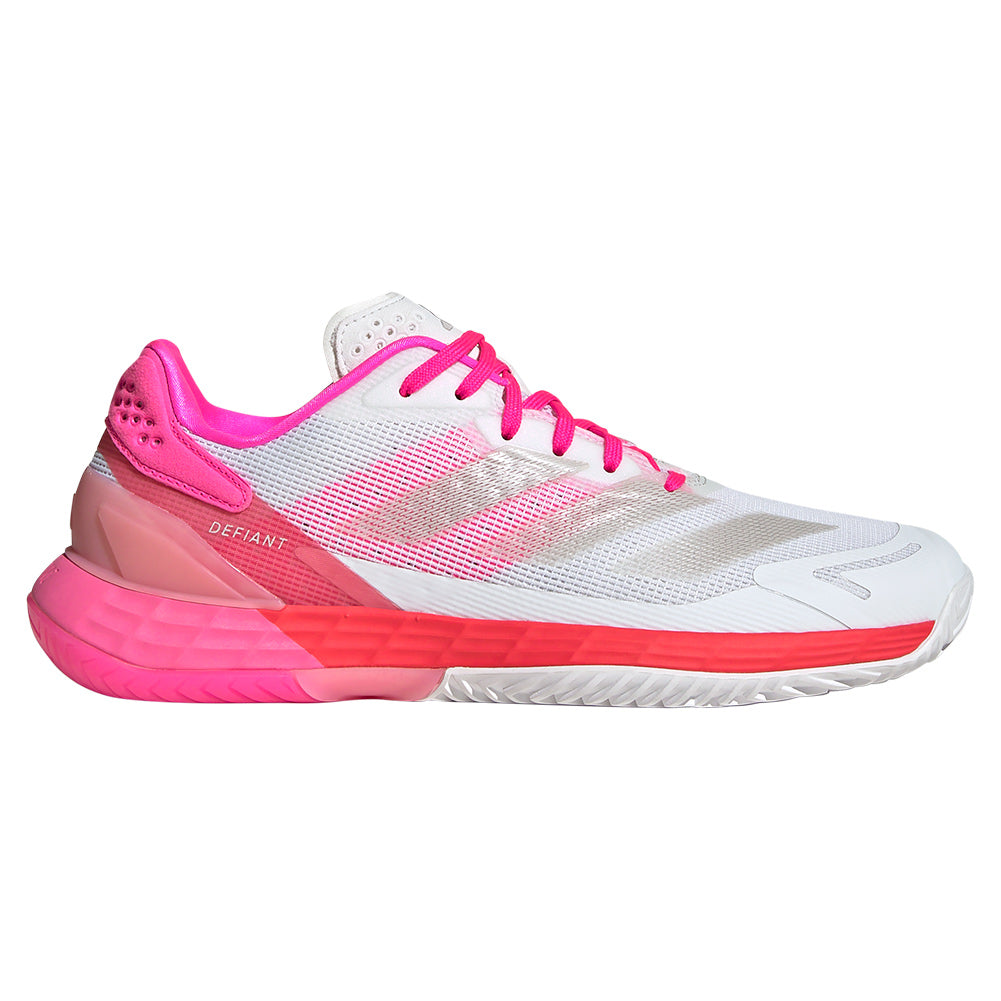 Women`s Defiant Speed 2 Tennis Shoes White and Lucid Pink ADIDAS