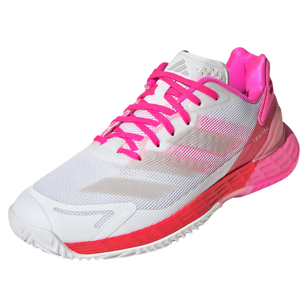 Women`s Defiant Speed 2 Tennis Shoes White and Lucid Pink ADIDAS 5 Pink