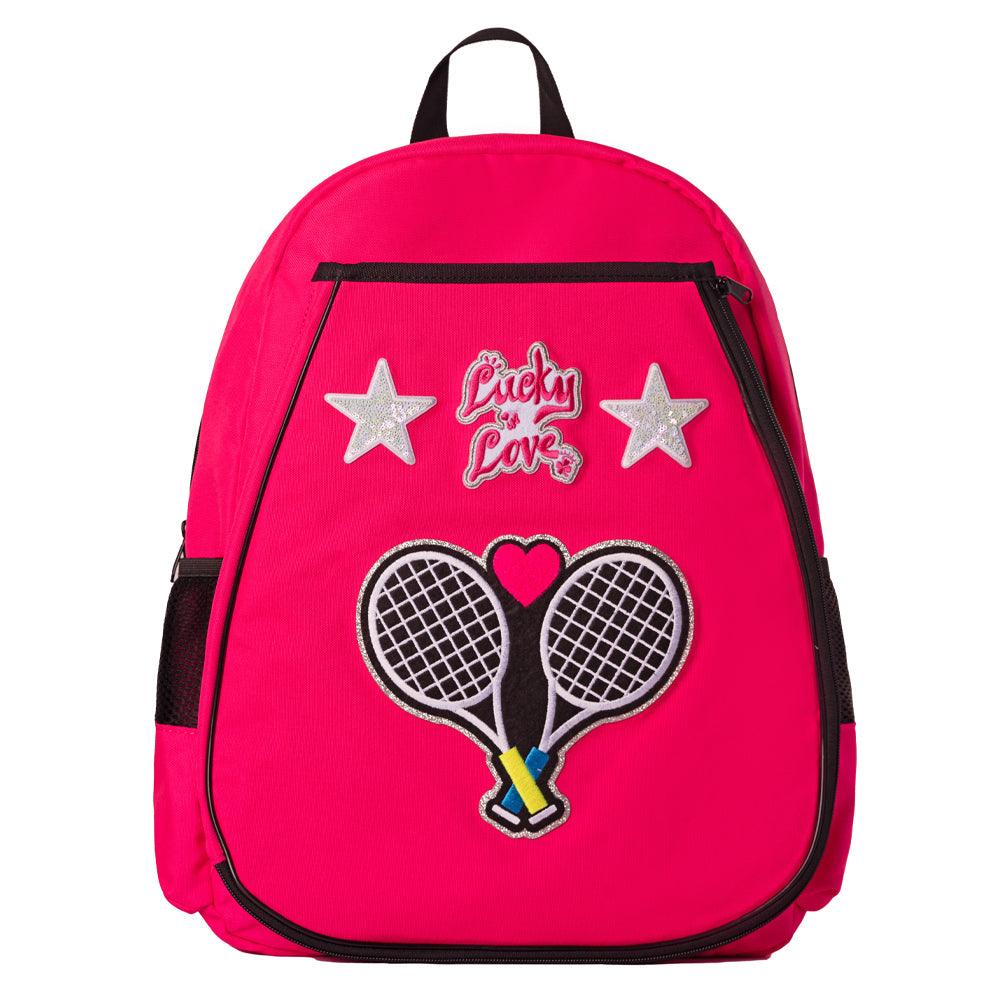 Juniors` Lucky x Supermix Patch Tennis Backpack Shocking Pink LUCKY IN LOVE ONE_SIZE Shocking Pink