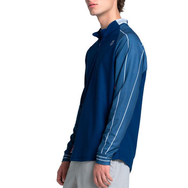Men`s Nor Cal 1/4 Zip Long Sleeve Tennis Top Malibu Blue K-SWISS