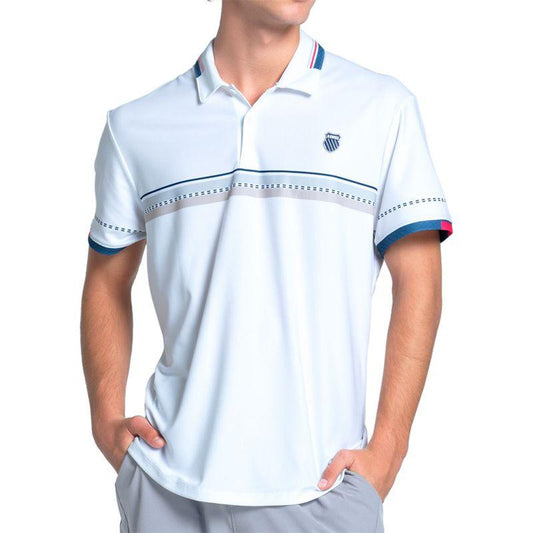 Men`s So Cal Short Sleeve Tennis Polo Malibu Blue K-SWISS S White