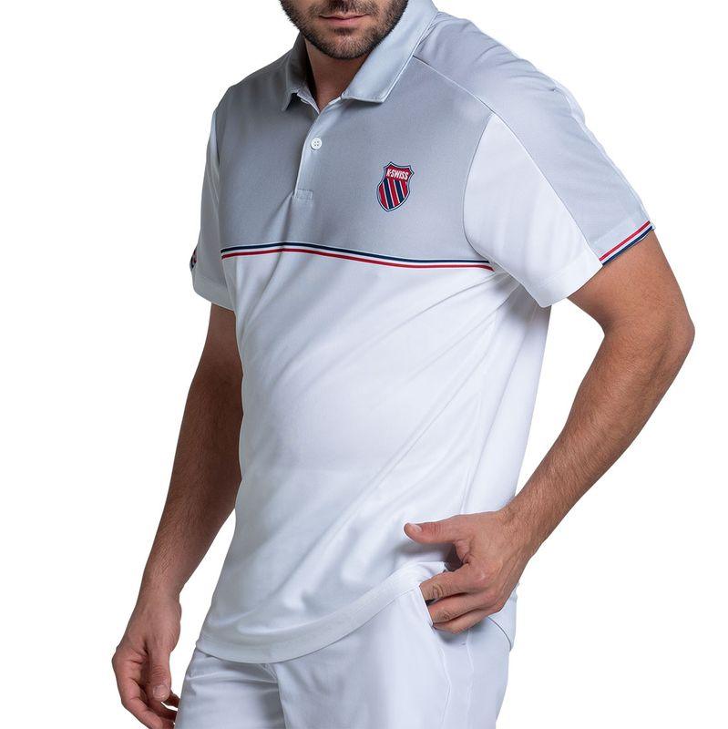 Men`s Tradition Short Sleeve Tennis Polo White MENS APPAREL K-SWISS