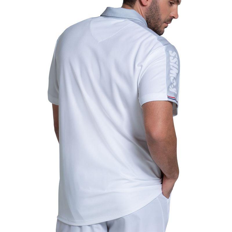 Men`s Tradition Short Sleeve Tennis Polo White MENS APPAREL K-SWISS