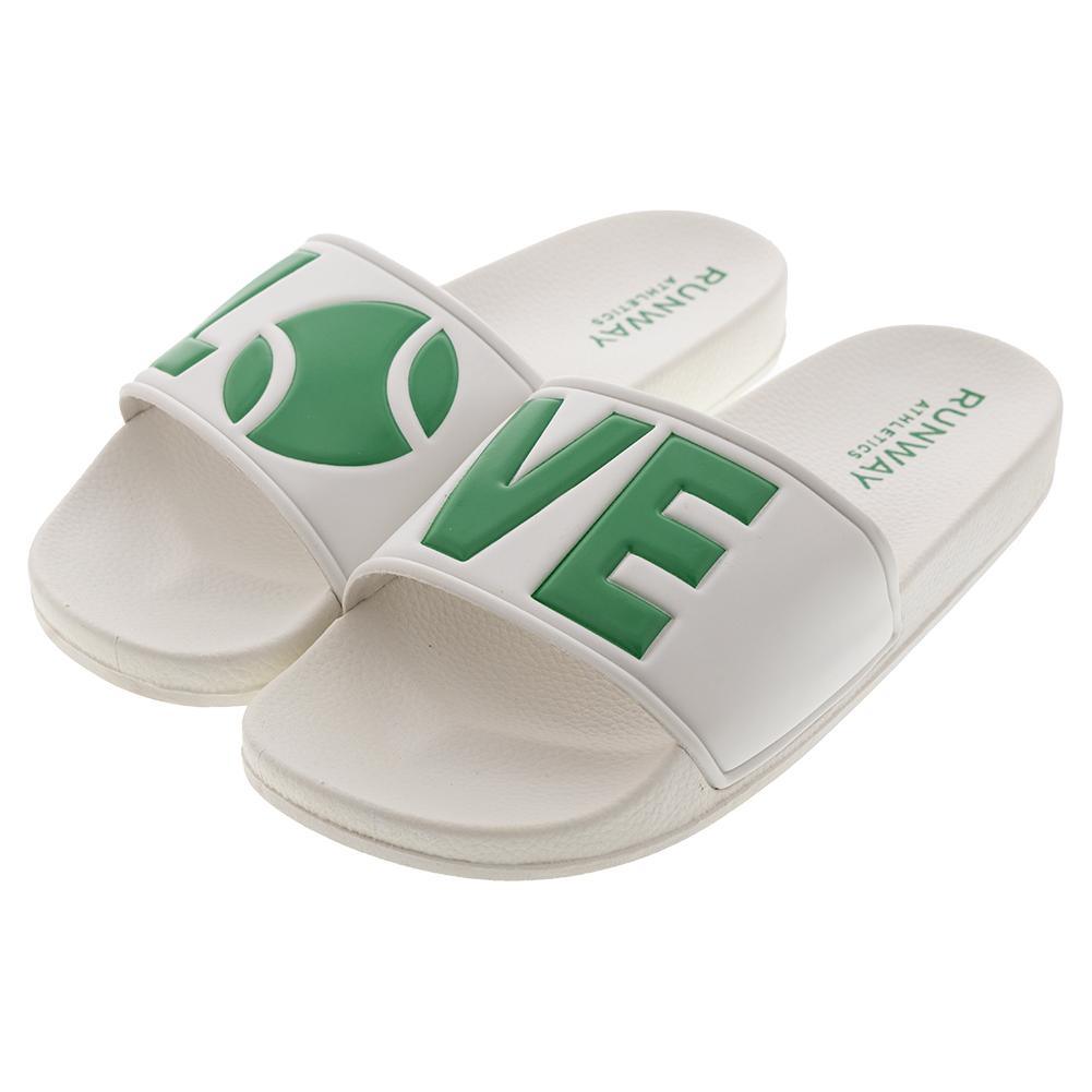 Love Slides White and Green Womens Shoes RUNWAY ATHLETICS 7