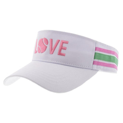 Love Tennis Visor White and Pink Caps And Visors RUNWAY ATHLETICS