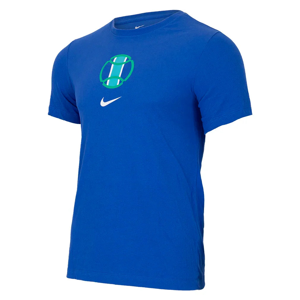 Men`s Paris Dri-Fit Cotton Short Sleeve Tennis Tee NIKE S 4EV_GAME_ROYAL