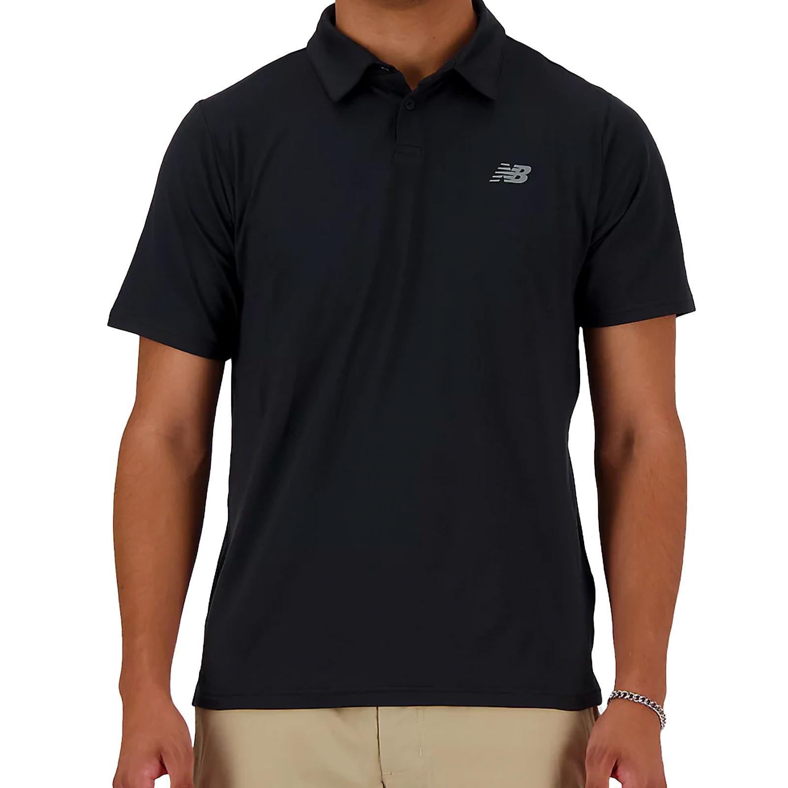 Men's Performance Tennis Polo Black Tournament Gear NEW BALANCE