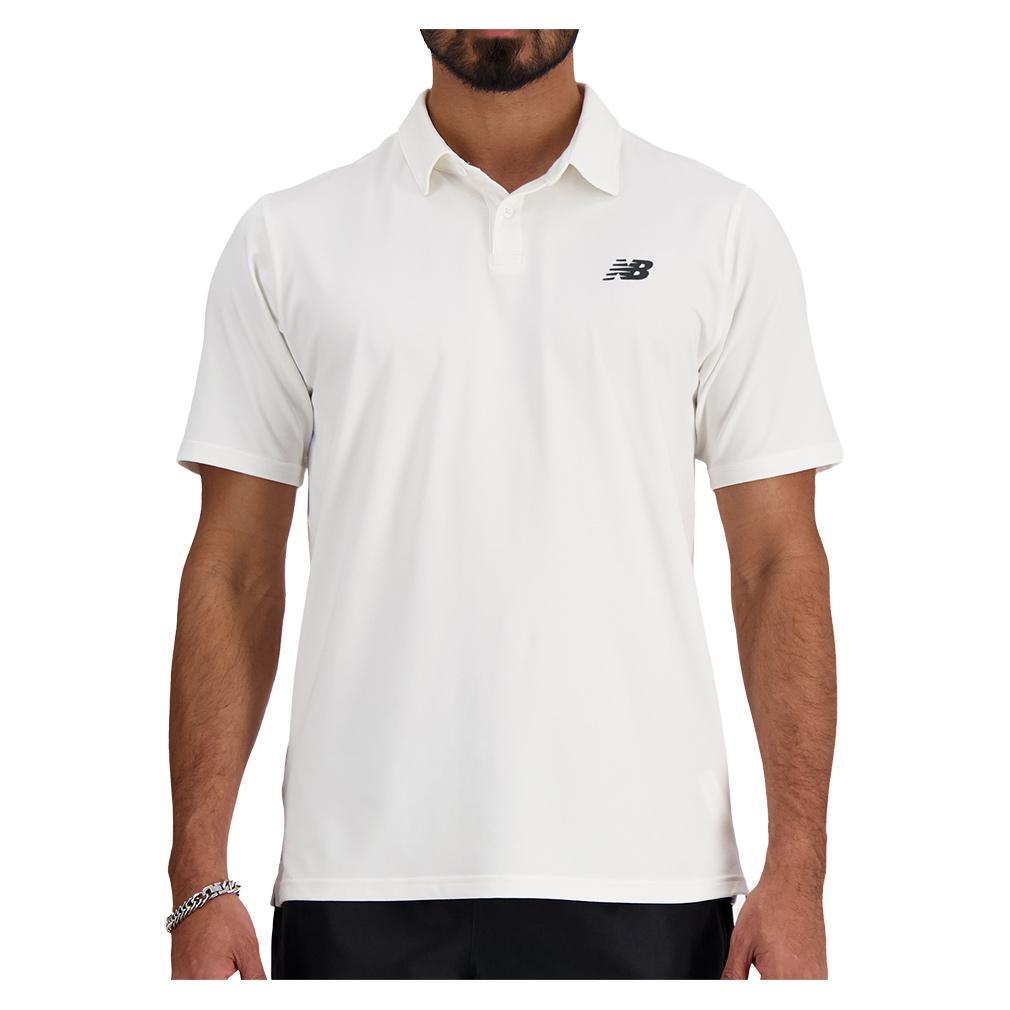 Men's Performance Tennis Polo White Tournament Gear NEW BALANCE M