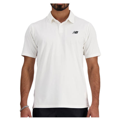 Men's Performance Tennis Polo White Tournament Gear NEW BALANCE M