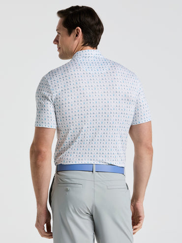 Men's 19th Hole Windowpane Novelty Printed Golf Polo Shirt