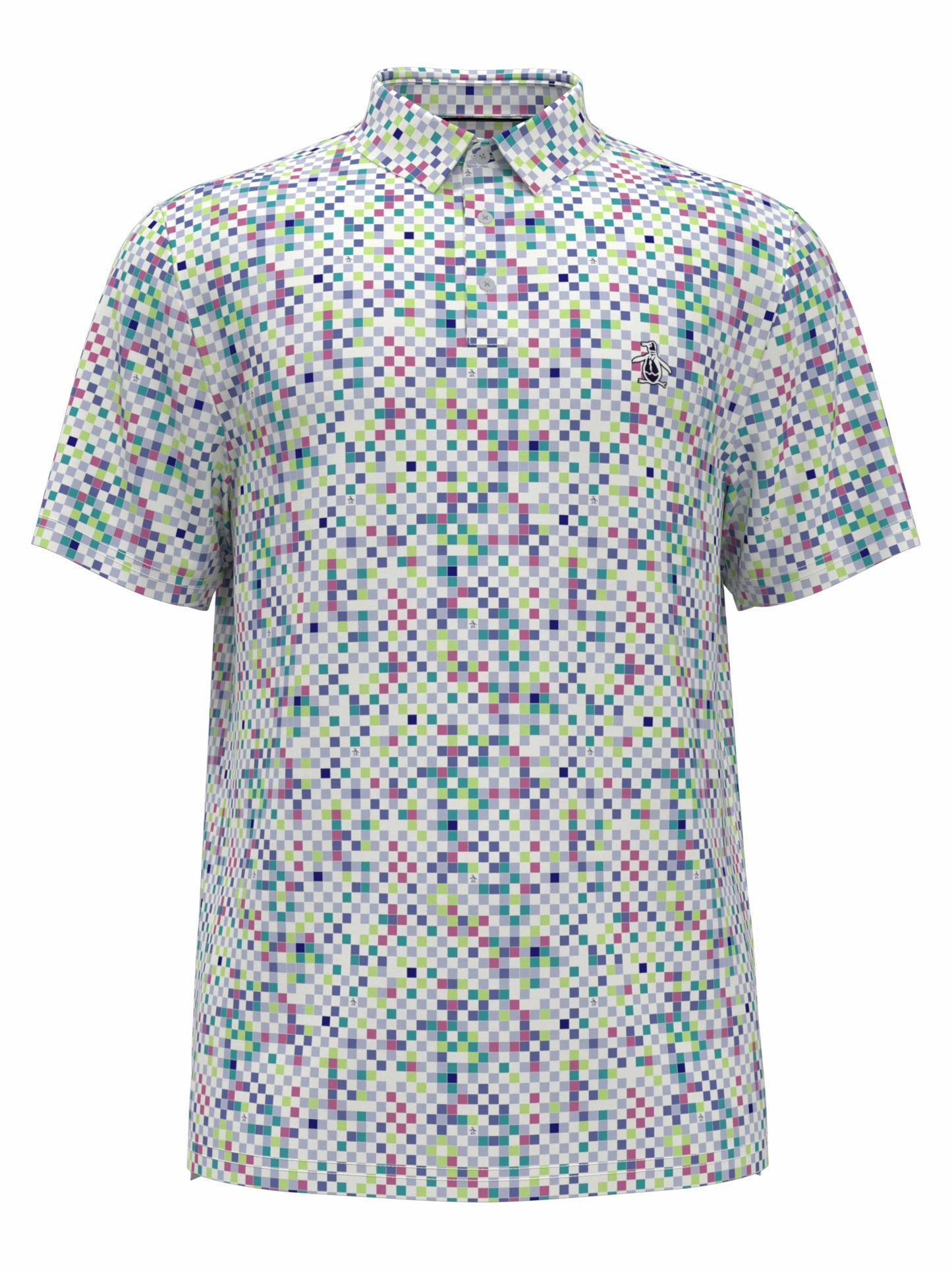All Over Original Check Print Golf Polo Shirt (Bright White) 