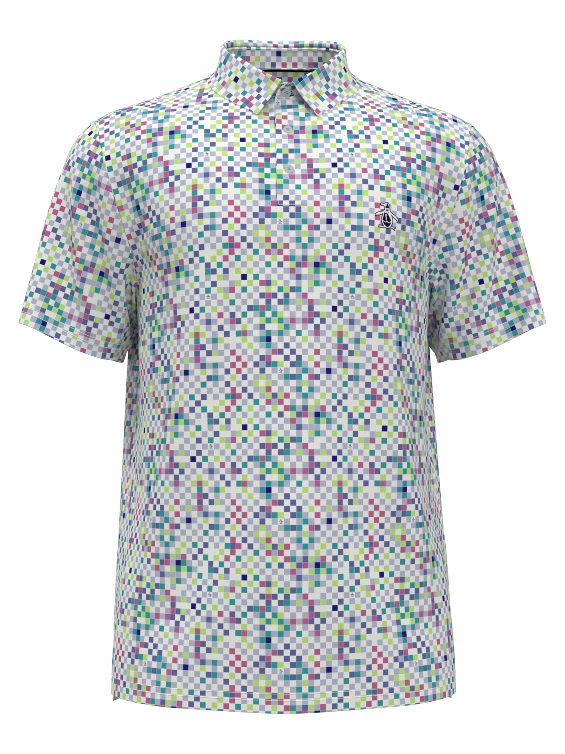 All Over Original Check Print Golf Polo Shirt (Bright White) 