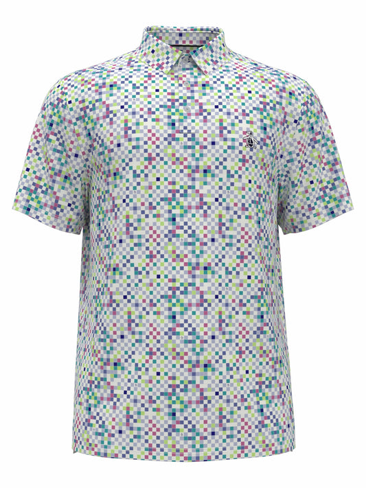 All Over Original Check Print Golf Polo Shirt (Bright White) 