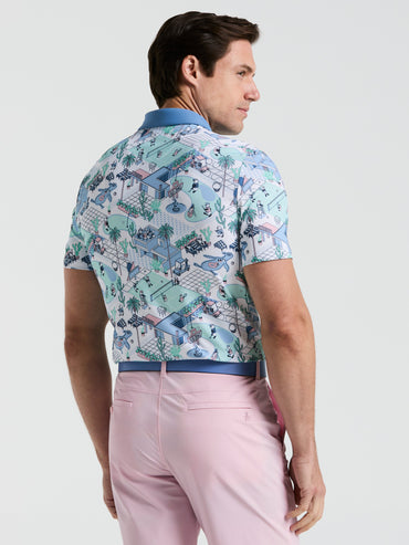 Men's All Over Palm Springs Print Polo