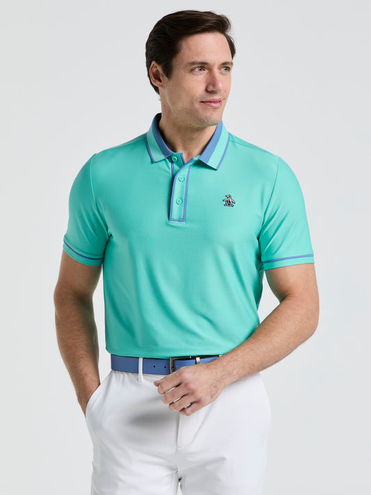 All Over Palm Tree Bunker Print Golf Polo Shirt (Aquarius) 