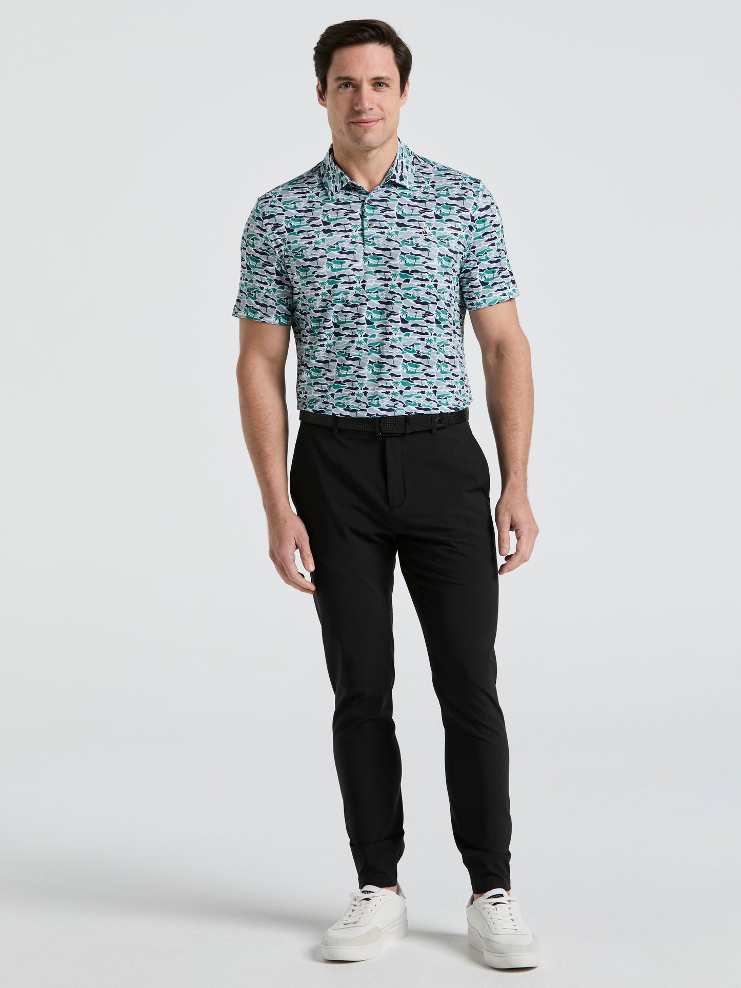 Men's All Over Palm Tree Bunker Print Golf Polo Shirt