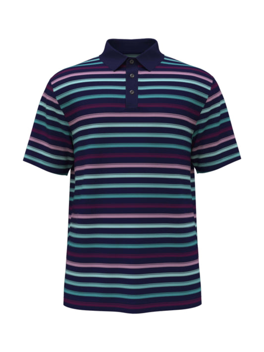 All-Over Stripe Print Golf Polo (Blueprint) 