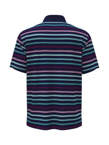 Men's All-Over Stripe Print Golf Polo