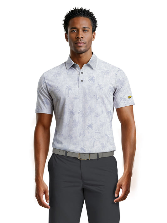 Men's All Over Texture Palm Trees Polo